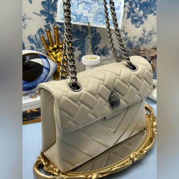 🆕 KURT GEIGER LONDON 🧿 NWOT Leather Kensington Convertible Shoulder Bag, Ivory - Picture 4 of 15